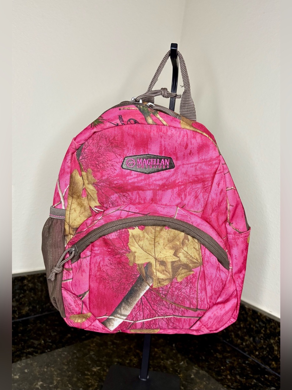 Magellan Outdoors Pink & Brown Leaf Camo Mini Backpack